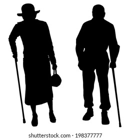 Vector silhouette of couple on a white background.