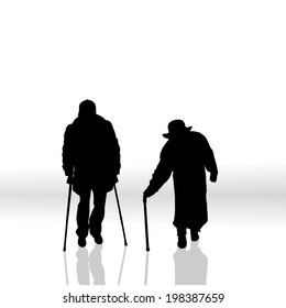 Vector silhouette of couple on a white background.