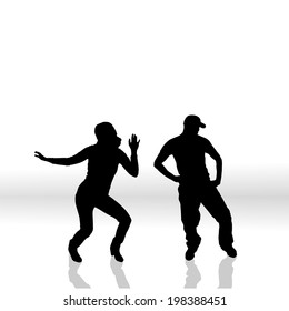 Vector silhouette of couple on a white background.