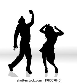 Vector silhouette of couple on a white background.