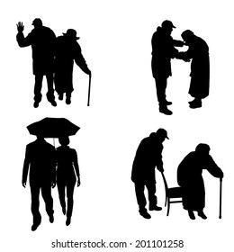Vector silhouette of couple on a white background.