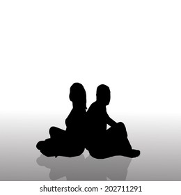 Vector silhouette of couple on a white background.