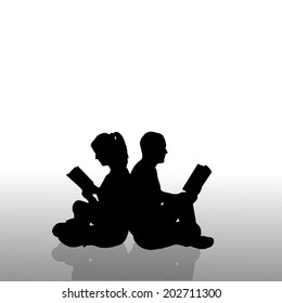 Vector silhouette of couple on a white background.