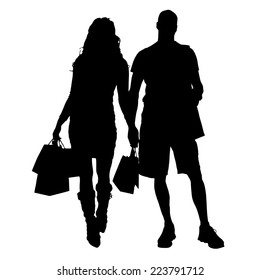 Vector silhouette of couple on a white background.