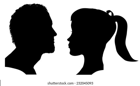 Vector silhouette of a couple on a white background.