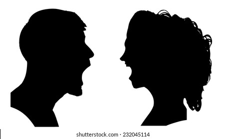 Vector silhouette of a couple on a white background.