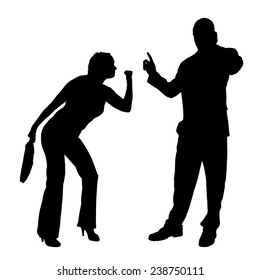 Vector silhouette of couple on a white background.