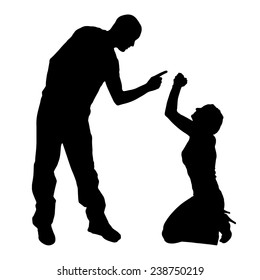 Vector silhouette of couple on a white background.