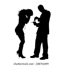 Vector silhouette of couple on a white background.