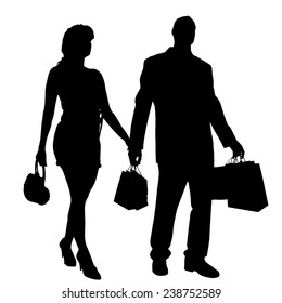 Vector silhouette of couple on a white background.