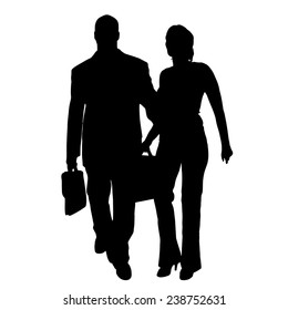 Vector silhouette of couple on a white background.