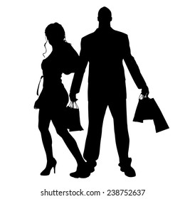 Vector silhouette of couple on a white background.