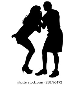 Vector silhouette of couple on a white background.