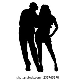 Vector silhouette of couple on a white background.