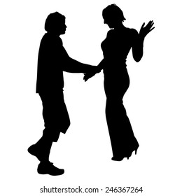 Vector silhouette of couple on a white background.