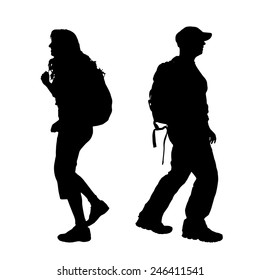 Vector silhouette of a couple on a white background.