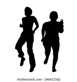 Vector silhouette of a couple on a white background.