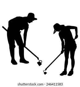 Vector silhouette of a couple on a white background.