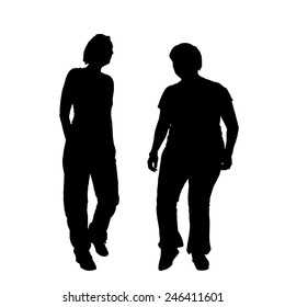 Vector silhouette of a couple on a white background.