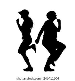 Vector silhouette of a couple on a white background.