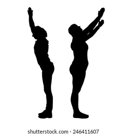 Vector silhouette of a couple on a white background.