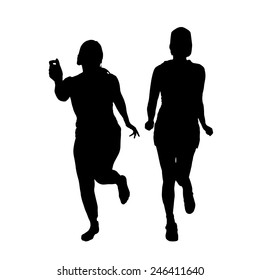 Vector silhouette of a couple on a white background.