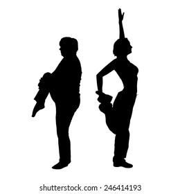 Vector silhouette of a couple on a white background.