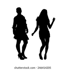 Vector silhouette of a couple on a white background.