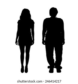Vector silhouette of a couple on a white background.