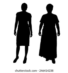 Vector silhouette of a couple on a white background.