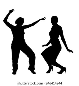 Vector silhouette of a couple on a white background.