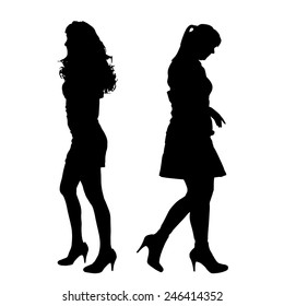 Vector silhouette of a couple on a white background.