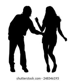 Vector silhouette of a couple on a white background.