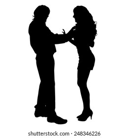 Vector silhouette of a couple on a white background.