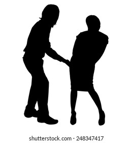 Vector silhouette of a couple on a white background.