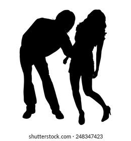 Vector silhouette of a couple on a white background.