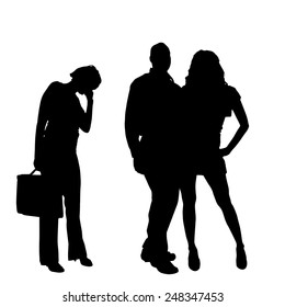 Silueta de Vector de una pareja sobre un fondo blanco.