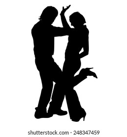 Vector silhouette of a couple on a white background.
