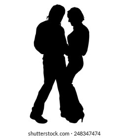 Vector silhouette of a couple on a white background.