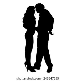 Vector silhouette of a couple on a white background.