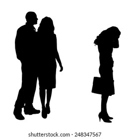 Vector silhouette of a couple on a white background.