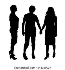 Vector silhouette of a couple on a white background.