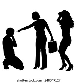 Vector silhouette of a couple on a white background.