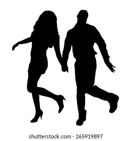 Vector silhouette of couple on a white background.