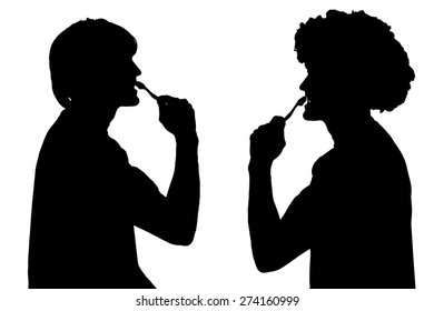Vector silhouette of a couple on a white background.