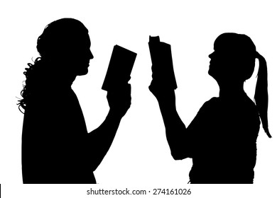 Vector silhouette of a couple on a white background.