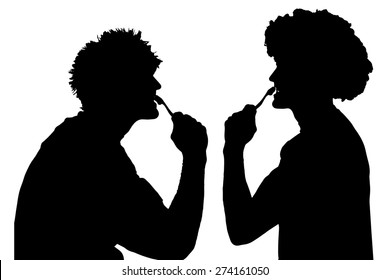 Vector silhouette of a couple on a white background.