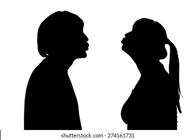 Vector silhouette of a couple on a white background.