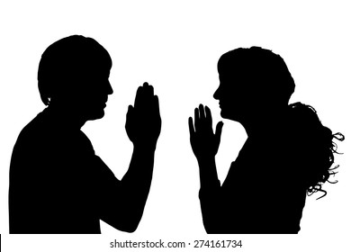 Vector silhouette of a couple on a white background.