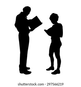 Vector silhouette of a couple on a white background.